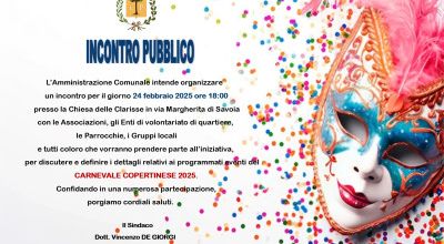 Carnevale Copertinese 2025. Incontro pubblico 24 febbraio 2025