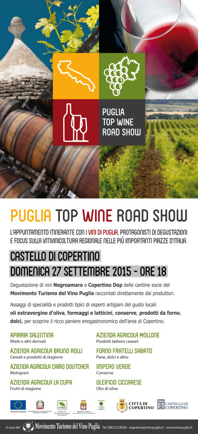 PUGLIA TOP WINE ROAD SHOW COPERTINO 27 SETTEMBRE 2015