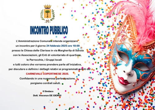 Carnevale Copertinese 2025. Incontro pubblico 24 febbraio 2025