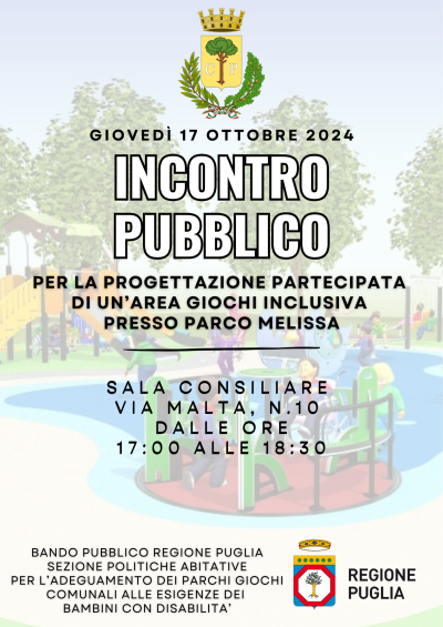 INCONTRO PUBBLICO PER LA PROGETTAZIONE PARTECIPATA DI UN'AREA GIOCHI INCLUSIV...